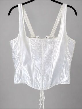 Vintage 90s Empire Intimates Satin Corset Bustier 44 White Bridal Coquette
